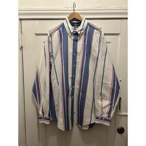 Vintage Ralph Lauren Button Down Long Sleeve Striped Multicolor White Shirt XXL